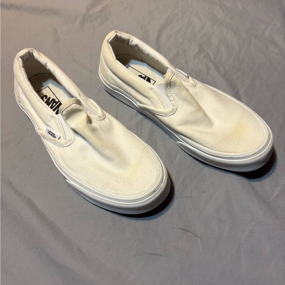 Vans Men's Cream Slip-On Sneakers
